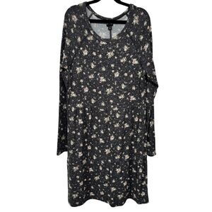 Art Class Dress Girls XL Black floral long sleeve A Line Casual knee length